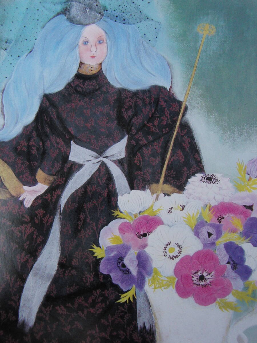 安田外喜子、「妖精人形と花」、希少画集・額装画、日本製・新品額縁にて額装致します、状態良好、日本人画家拍卖