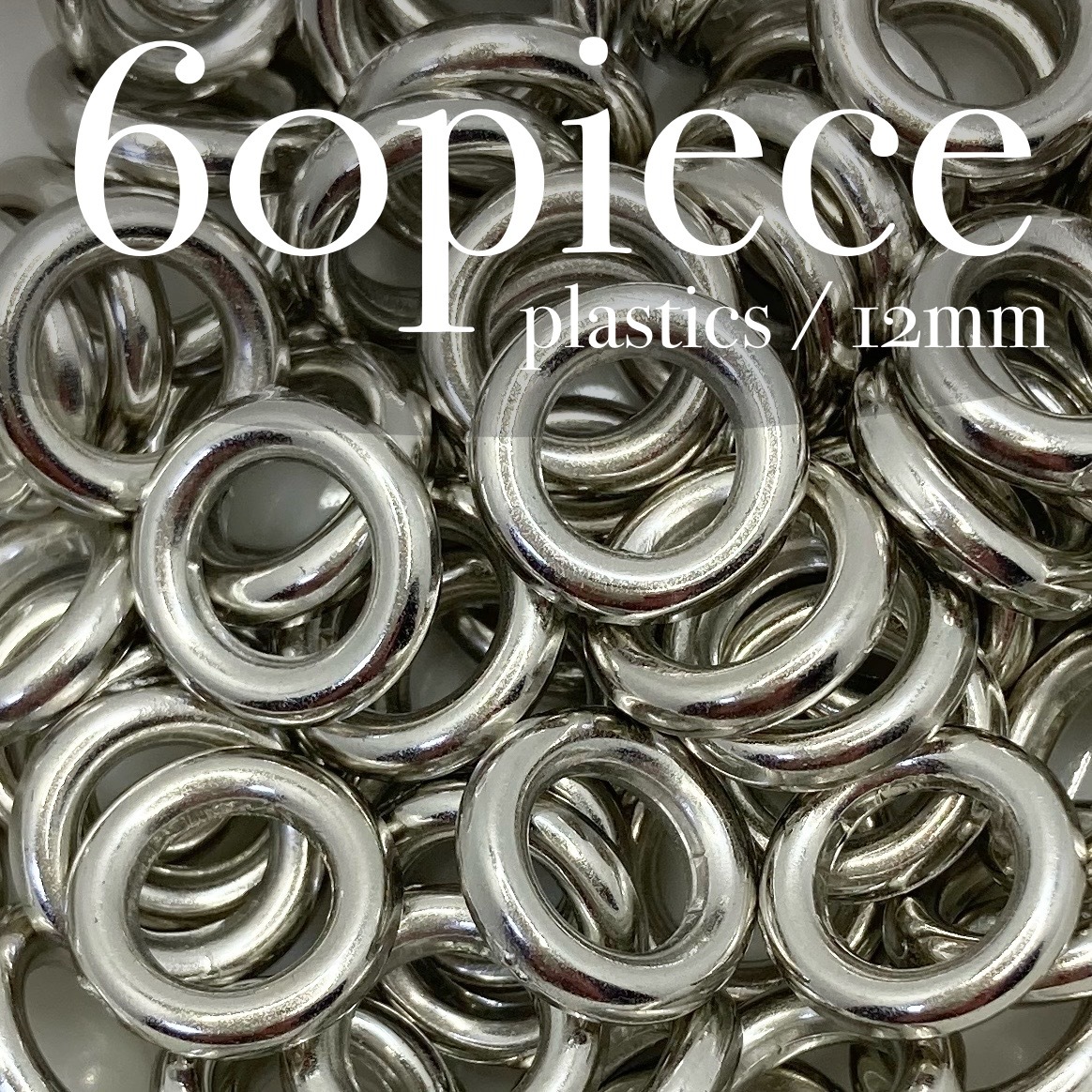RISI【 プラスチックパーツ リング シルバー 60piece 12mm 】素材 資材 手芸 メタルカラー ハンドメイド パーツ アクセサリー 大量拍卖