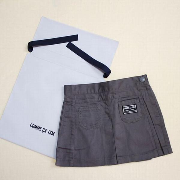 コムサイズム 90 ロゴプリーツスカート ダークグレー 綿100%拍卖