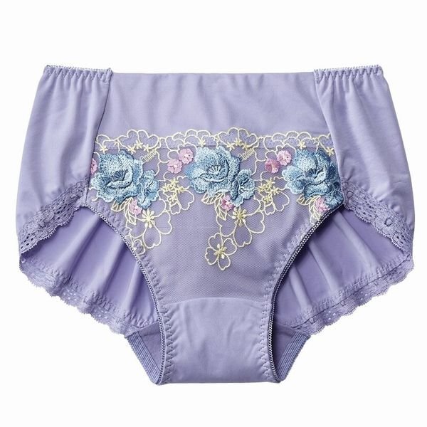 Lastトリンプ 5L ロマンチック薔薇刺繍 ストレッチショーツ ラベンダー 大きいサイズ拍卖