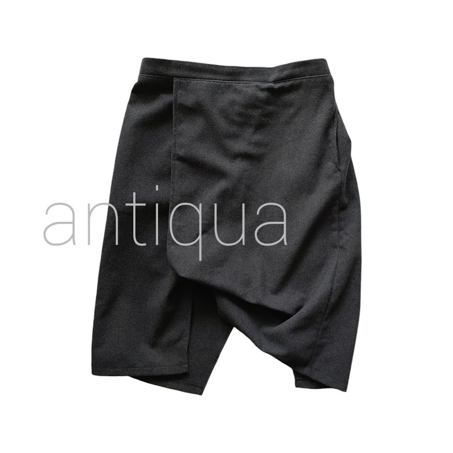 ●antiquaアンティカ/ ドレープ変形スカート/チャコールグレー/スリット/モード/ビッグサイズ/オーバーサイズ●拍卖