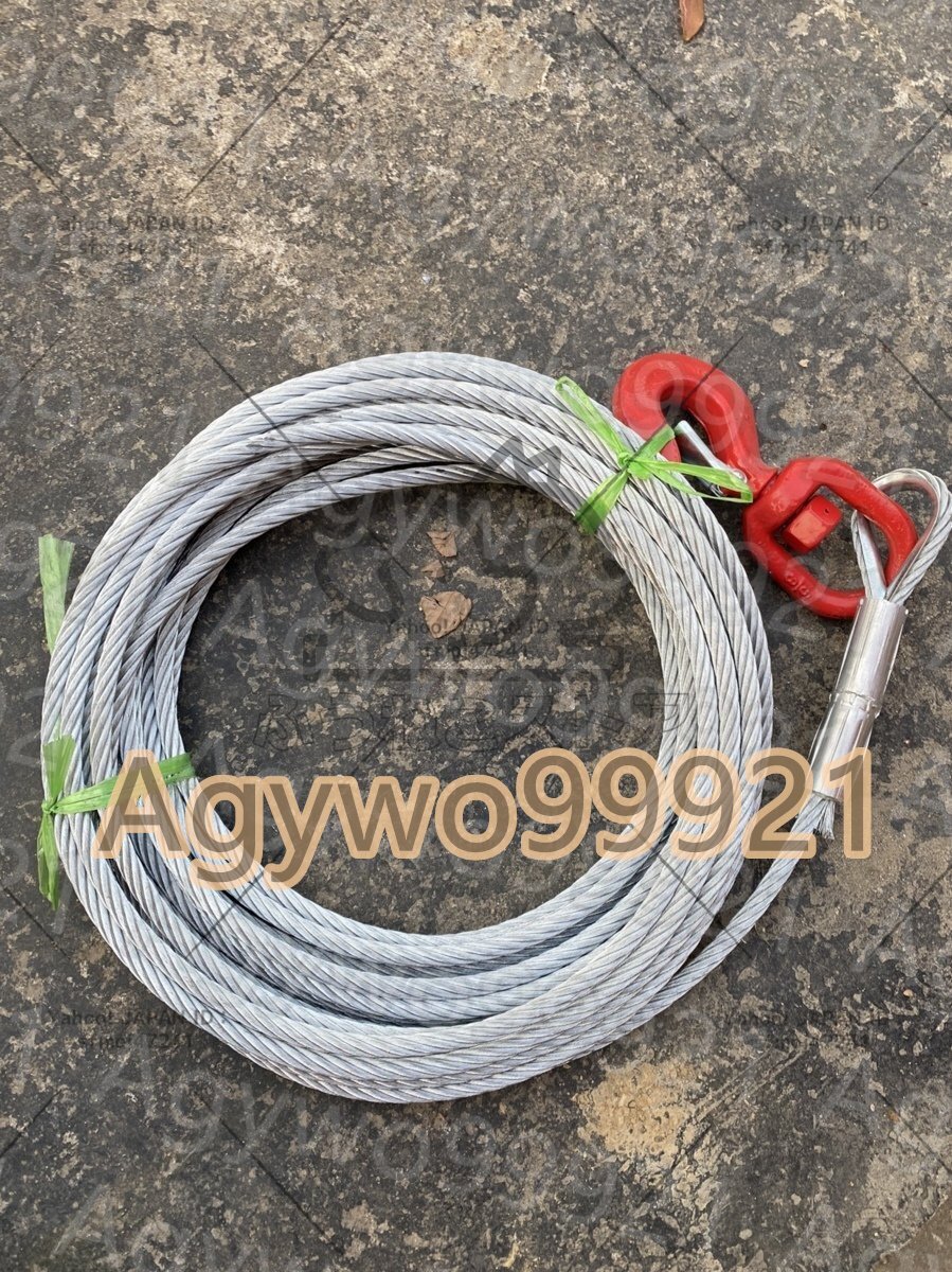 特売!ウインチワイヤー ケーブル ワイヤーロープ 電動ウインチ用 10mm×20m フック付 耐荷重4t 亜鉛メッキ鋼製 積載車用拍卖