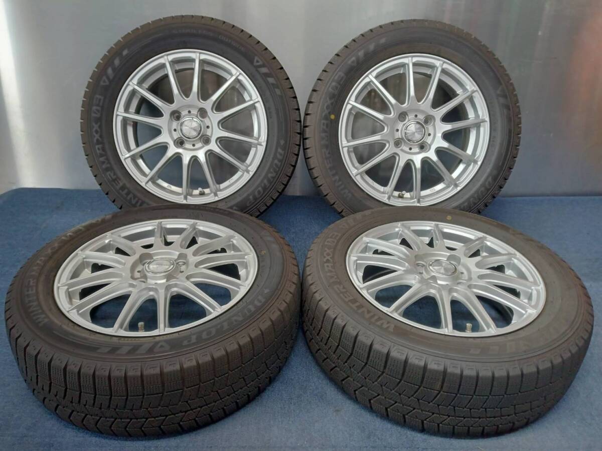 ★8-9分山★20年製★ ダンロップWM 03 185/60R15 社外ホイール 15×5.5J +50 4H-100 4本セット スタッドレス フィット・シャトル等 G890拍卖