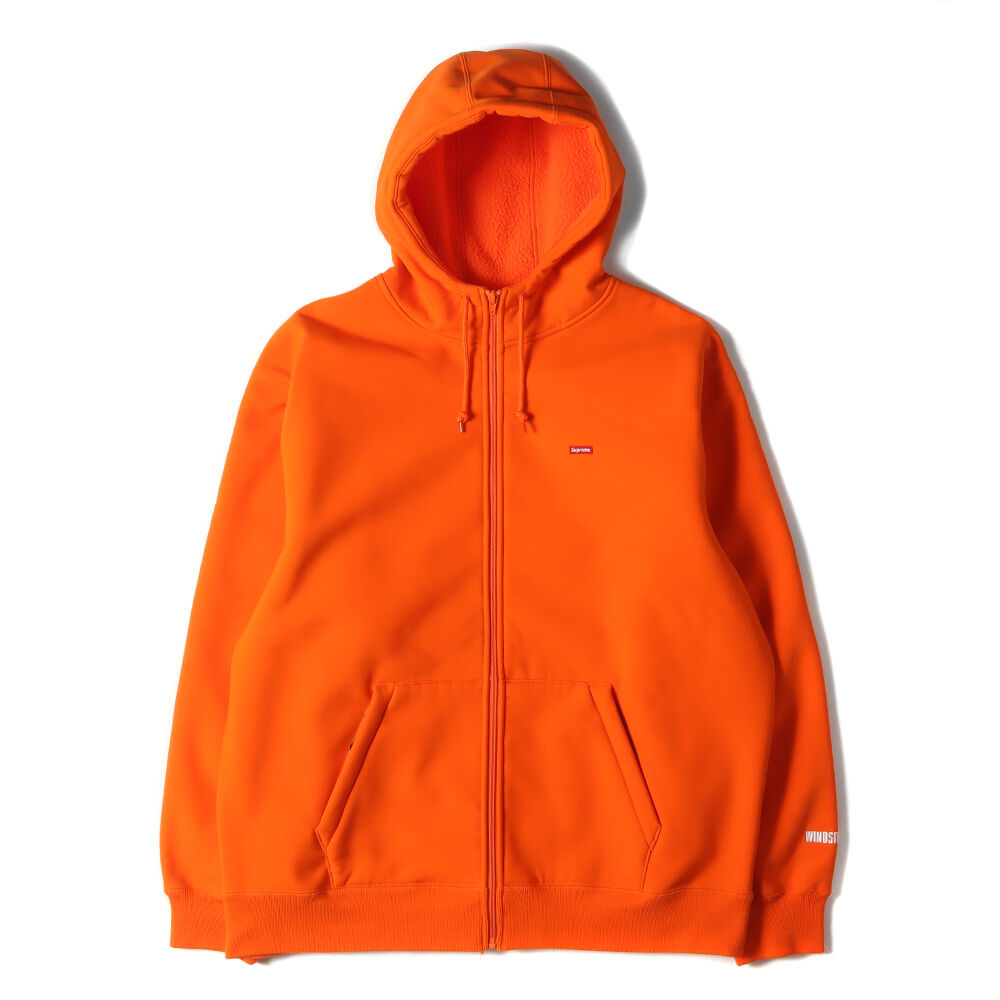 美品 Supreme シュプリーム 20AW WINDSTOPPER スモールボックスロゴ フリース ジップ パーカー Zip Up Hooded Sweatshirt オレンジ XL拍卖