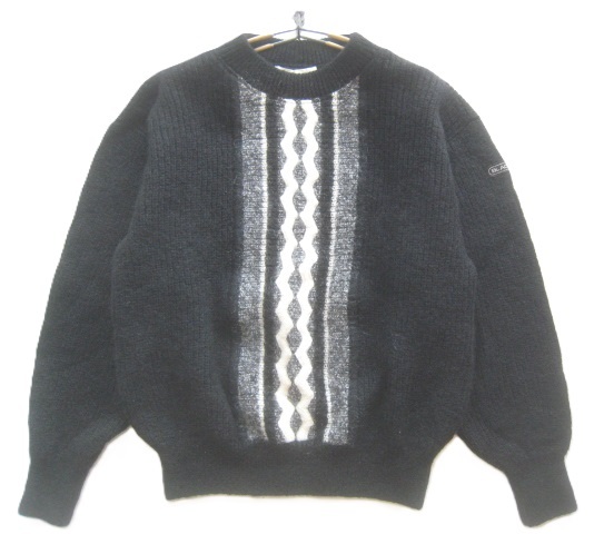 極上日本製!!ブラックピア BLACK PIA*定価3.2万 ロゴワッペン付き クルーネック ウールニットセーター M 黒 PIASPORTS ピアスポーツ拍卖
