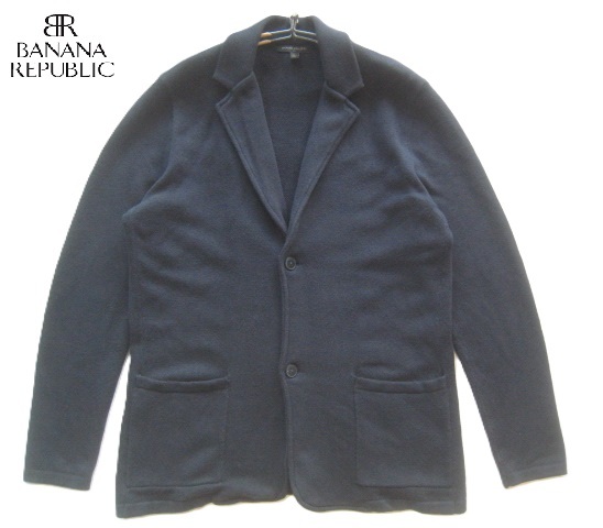 美品!!バナナリパブリック BANANA REPUBLIC*スウェット2つボタンアンコンジャケット L 黒 ブラック バナリパ拍卖