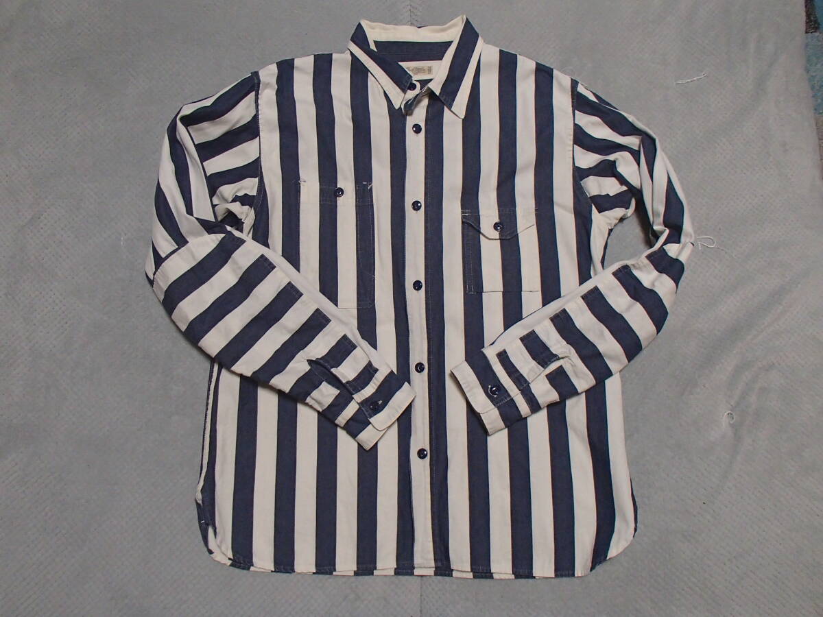 希少 フルカウント 囚人服 コットンシャツ サイズ42 ストライプ拍卖