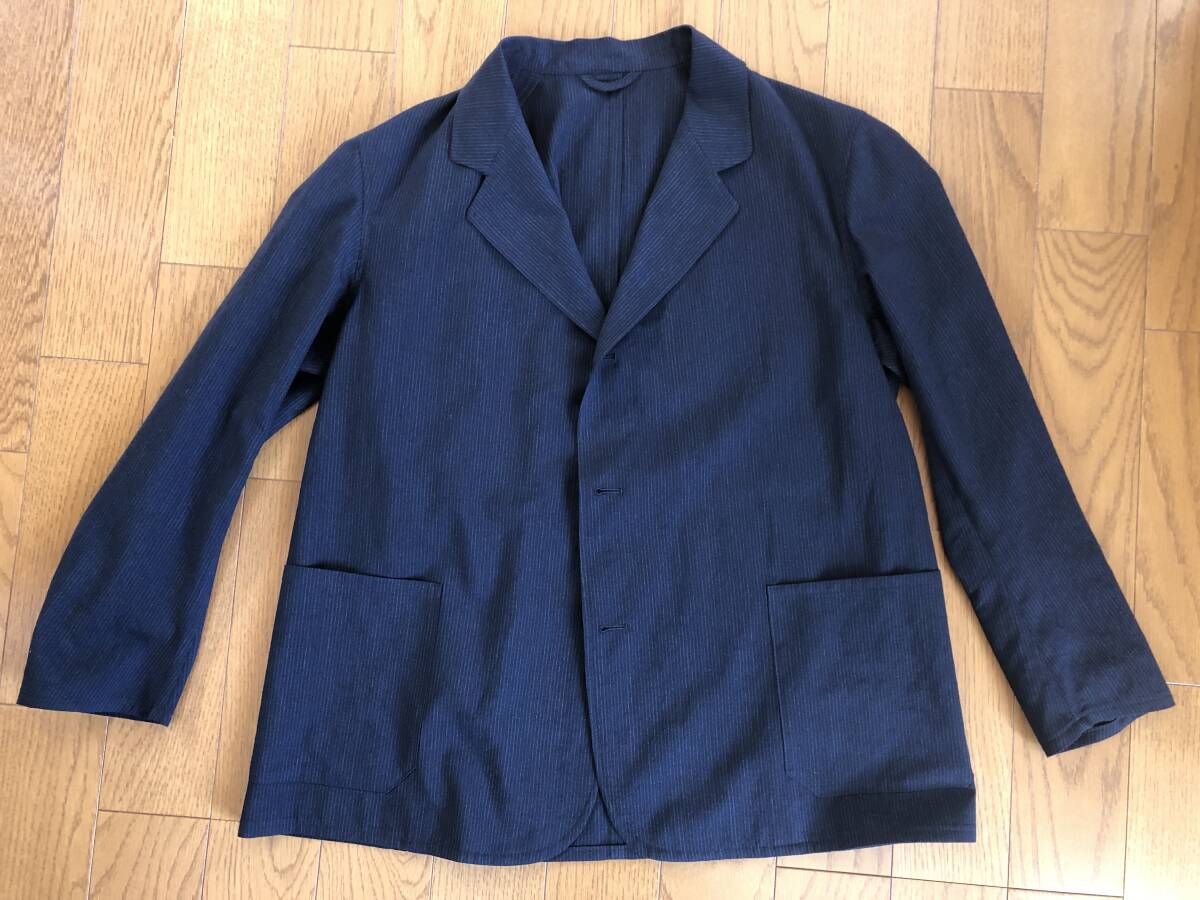 COMOLI ウール ジャケット 1 ネイビー ストライプ 24SS Z01-01016 コモリ STRIPE拍卖