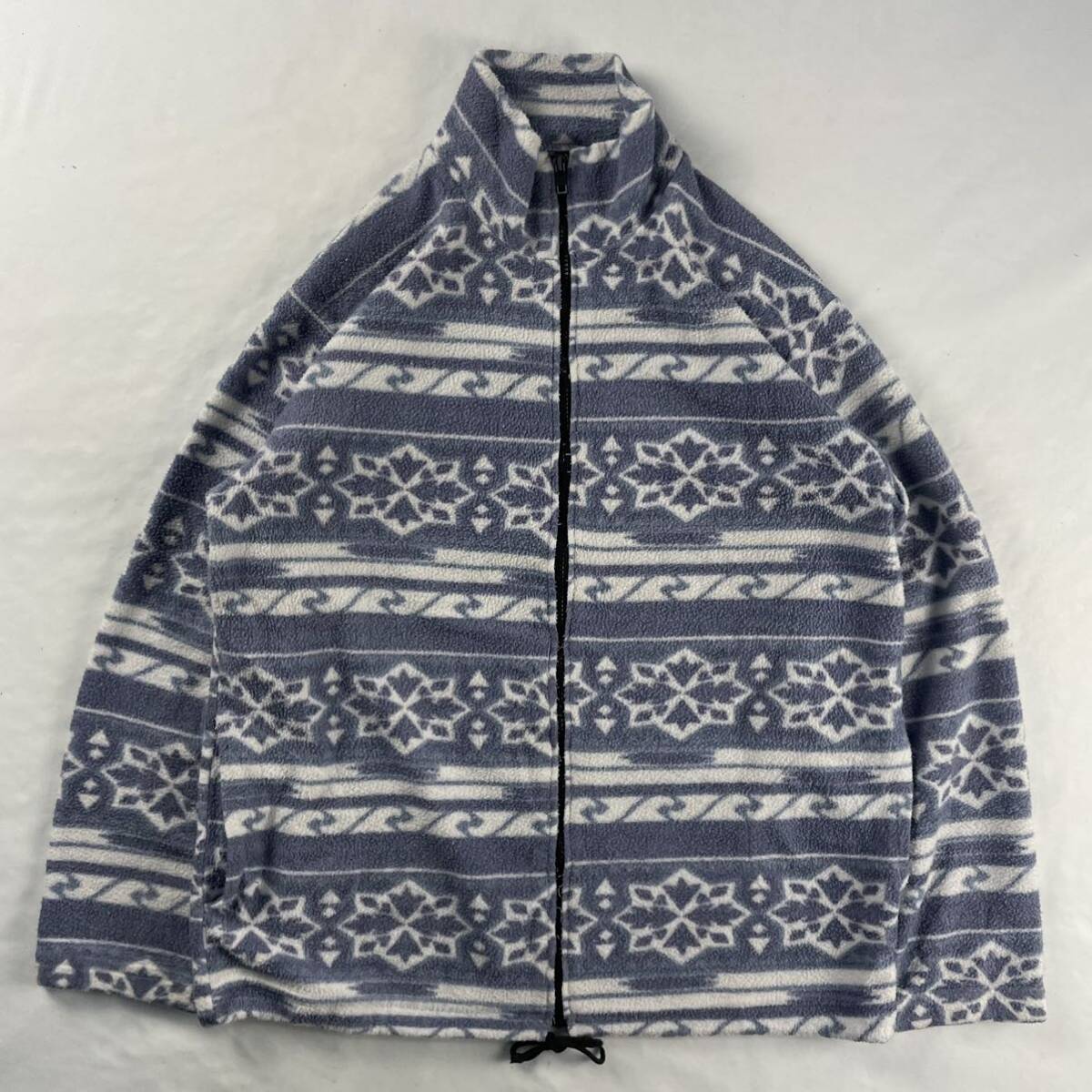 Euro Vintage 90s TRIUMPER くすみカラー ノルディック スノーフレーク 幾何学模様 エスニック ボーダー 総柄 フリース ボア ジャケット拍卖