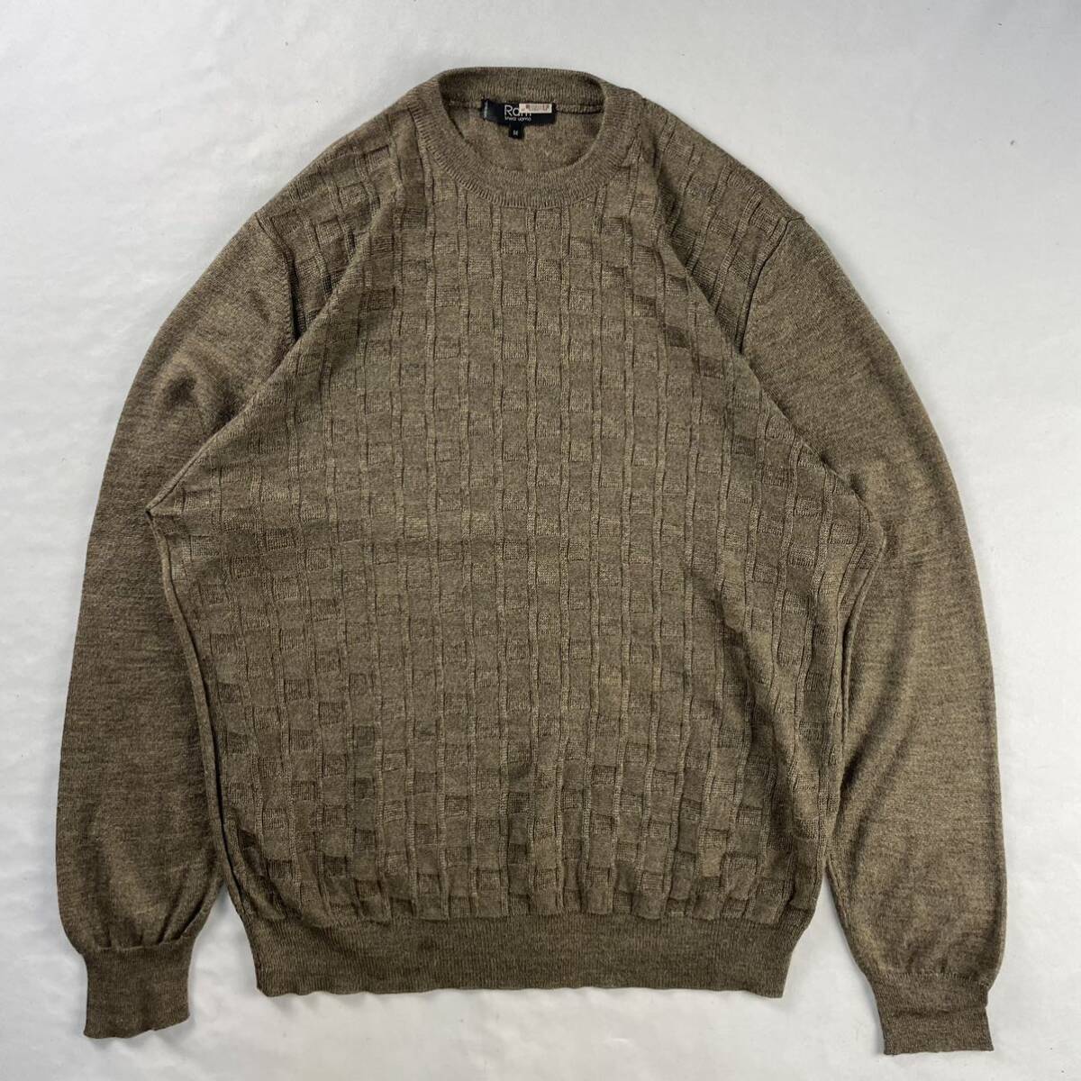 Euro Vintage イタリア製 Ram linea uomo マイクロファイバー アクリル ウール くすみカラー 立体 3D ブロック 光沢 デザインニット 拍卖