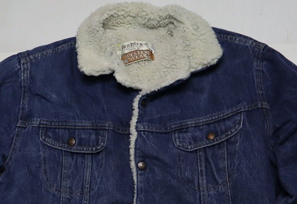 DJ42シアーズSEARSローバックROEBUCKSアメリカ古着アメリカ製デニムジャケット80’SビンテージGジャン裏地アクリルボア46ビッグ/ランチコ拍卖