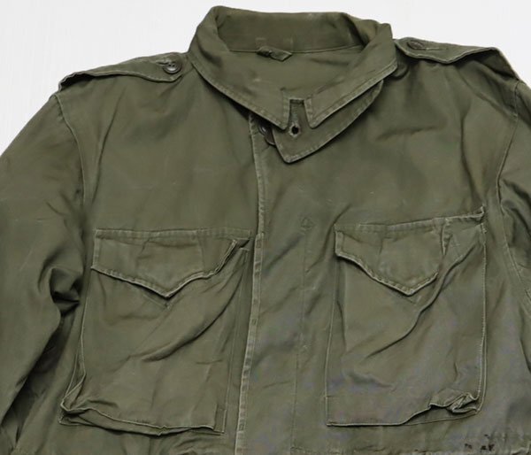 MJ36米軍実物ARMYアメリカ古着フィールドジャケットM-43 1950ミリタリージャケット50’Sビンテージ緑系チンスト付Mコンバットジャケット拍卖
