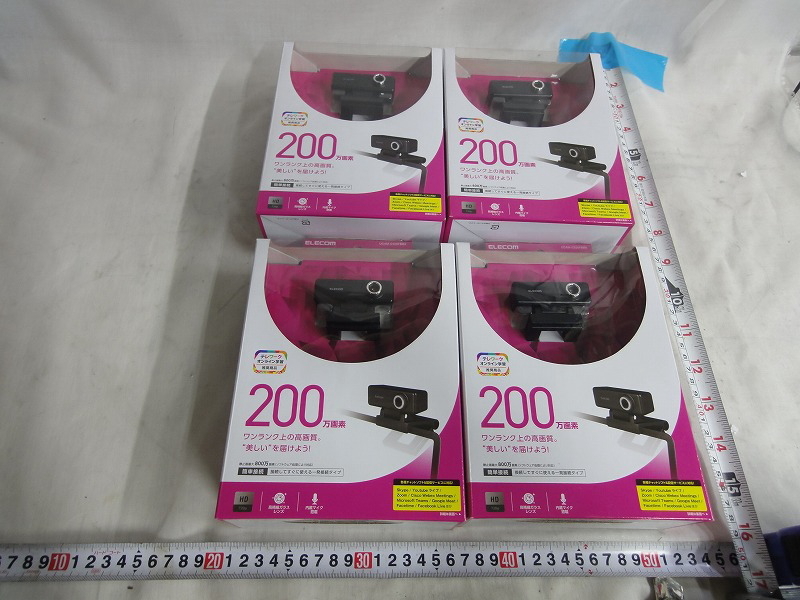 Kムも1707 新品 ELECOM ウェブカメラ UCAM-C520FBBK HD PC周辺機器 高画質 200万画素 マイク内蔵 映像機器 計4点セット拍卖