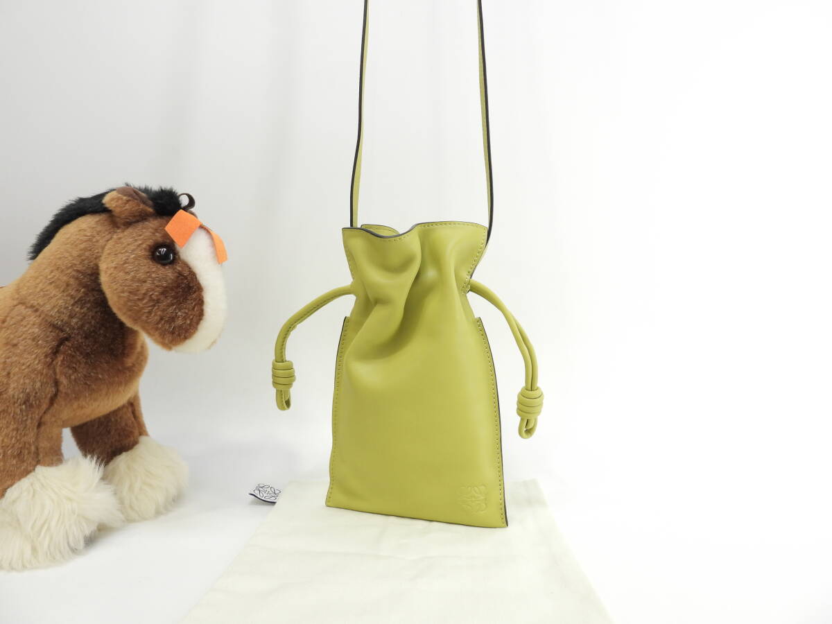 ロエベ ミニポシェット フラメンコポケット レザー黄 クロスボディバッグ フォンケース 未使用@522145拍卖