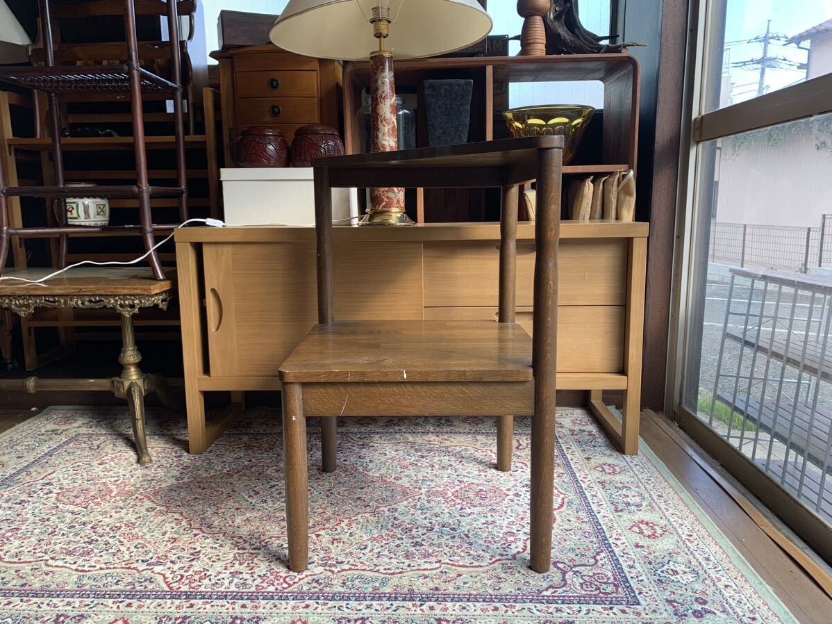 y02★柏木工 サイドテーブル コーナー収納 重厚 コーナーラック 木製 飾り棚 横幅49 奥行49 高さ77cm拍卖