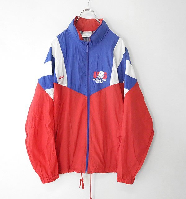 WORLD CUP TEAM USA ナイロン チーム ジャケット 赤/青 Lサイズ◆ adidas製 サッカー ワールドカップ アメリカ代表 アディダス ◆MU28拍卖