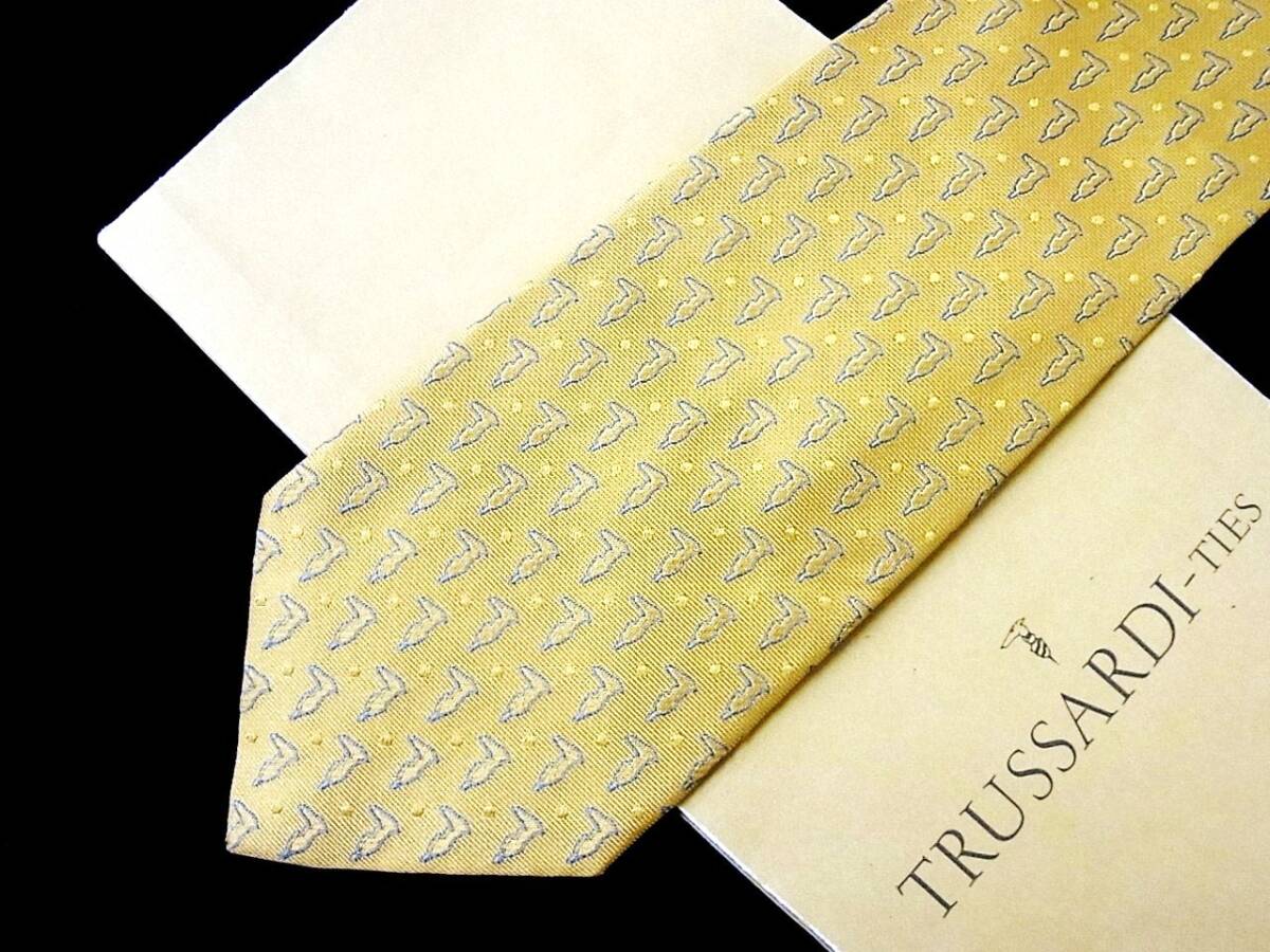 ♪*:.*:№Y8090【美品】トラサルディ【刺繍・総ロゴ】ネクタイ拍卖