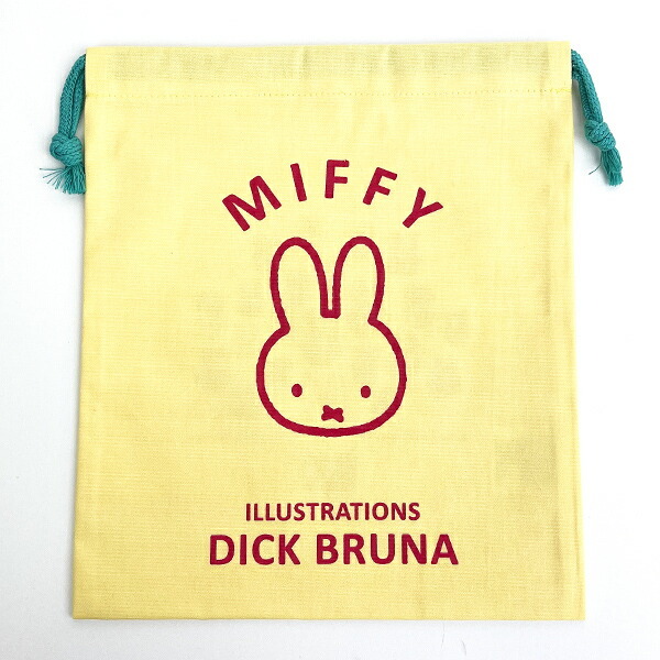 ミッフィー miffy イラストレーションズディックブルーナ 巾着 L イエロー ポーチ 小物入れ メイク入れ拍卖