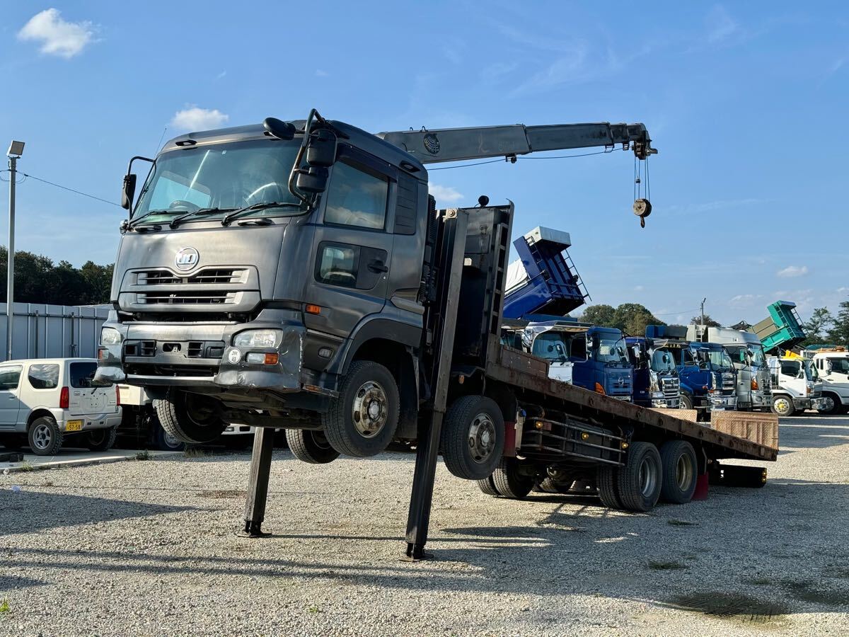 平成22年式・日産クオン・重機運搬車セルフローダー・積載10000kg・距離71万㌔・ハイジャッキ(UNIC製URU504H)・ラジコン付拍卖