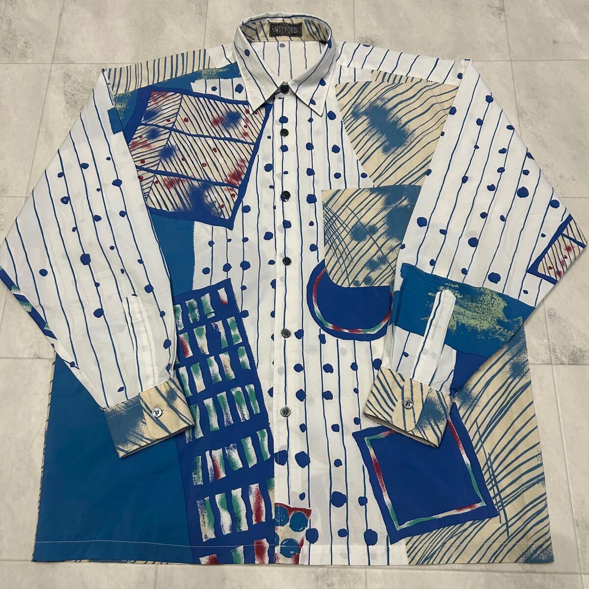 WITFORD 総柄 柄シャツ ドット レトロ アート ビンテージ 長袖シャツ拍卖