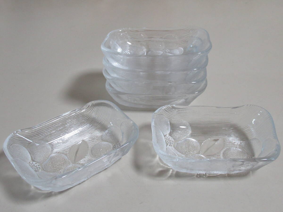 R6 10★ガラス 食器 小皿6個セット 小鉢 器 取り皿 プレート フルーツ ガラス製 レトロ拍卖