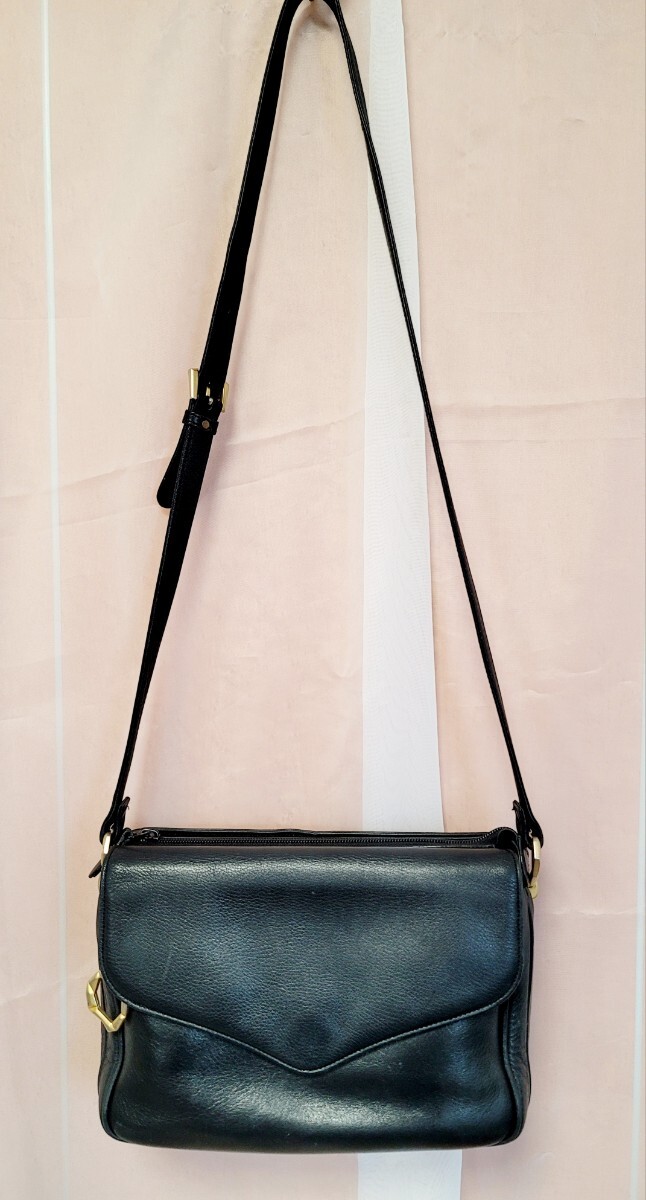 【ALDO ZANETTE】ショルダーバッグ ブラック レザー アンティーク拍卖