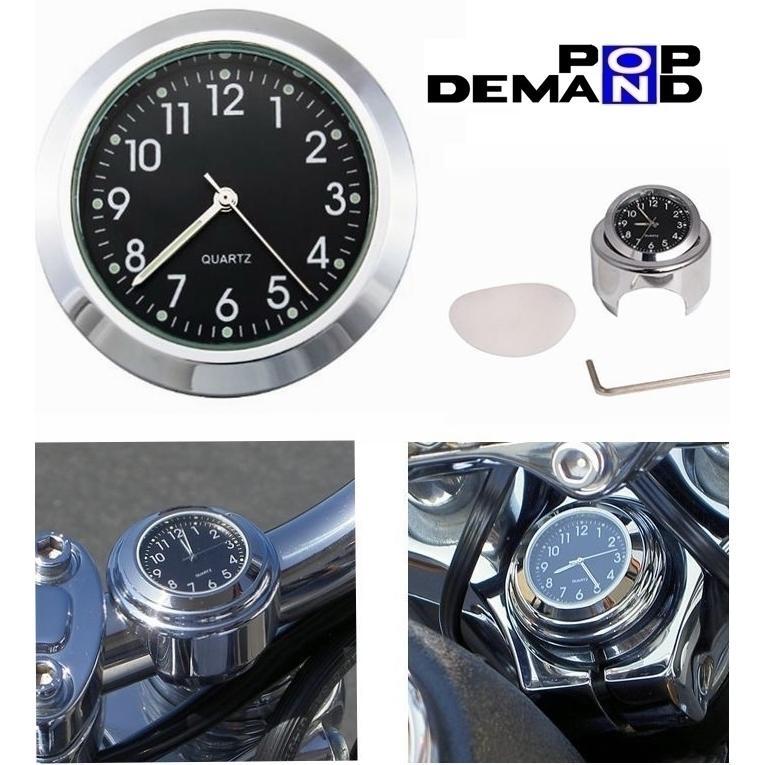 ◆即日発送◆訳有り 汎用 メッキ バイク用アナログ時計 黒 ハンドルクランプ式 防水 ジョーカー90 ズーマーX スクーピー110i拍卖