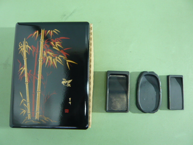 955◆書道用品 書道箱 墨 硯 まとめ 4点セット◆未使用、中古◆G拍卖