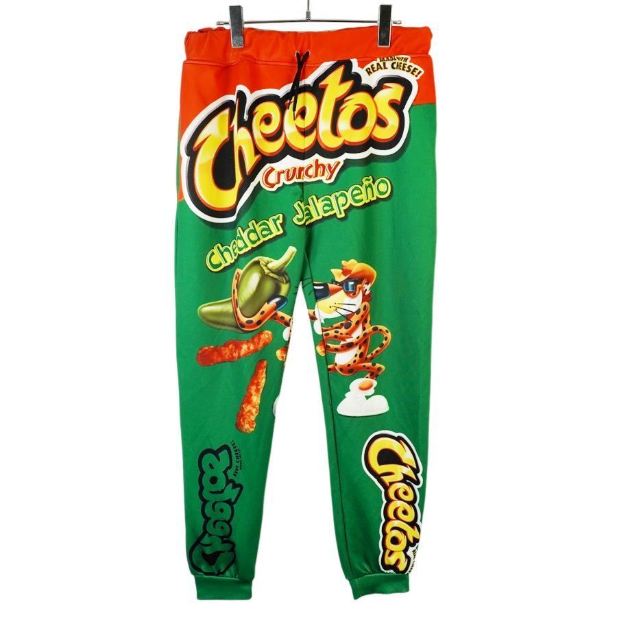 チートスCHEETOSジャージスウェットパンツジョガーパンツ総柄アドバタイジング企業系スナックお菓子グリーン緑レッド赤チートス40314拍卖
