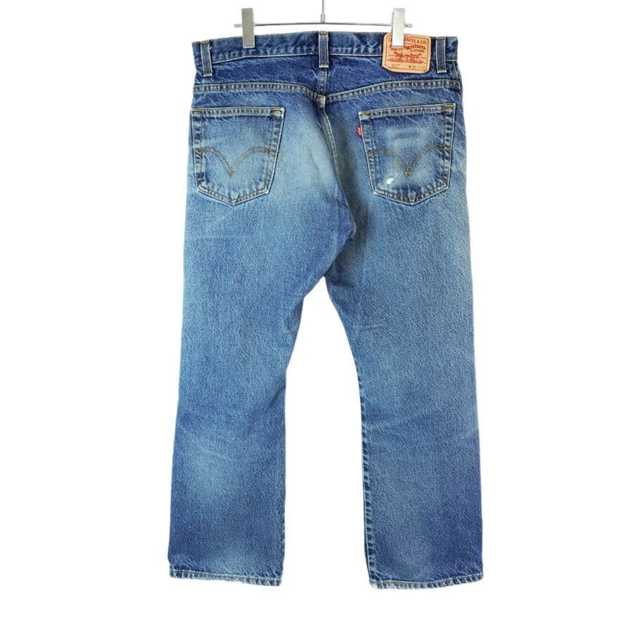 Levi'sリーバイス517ブーツカットデニムパンツフレアデニムウォッシュドデニムBOOTCUT赤タブY2K青ブルーvintageヴィンテージ40314拍卖