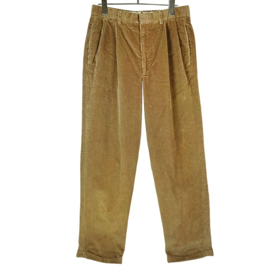 90sUSA製ブルックスブラザーズBrooks Brothersツータックパンツコーデュロイパンツ太畝ロールアップ茶色ブラウンvintageヴィンテージ40314拍卖