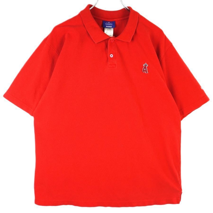 ReebookリーボックMLBロサンゼルス・エンゼルスAngels半袖ポロシャツ鹿の子ロゴ刺繍ワンポイント野球メジャーリーグBASEBALL40319拍卖