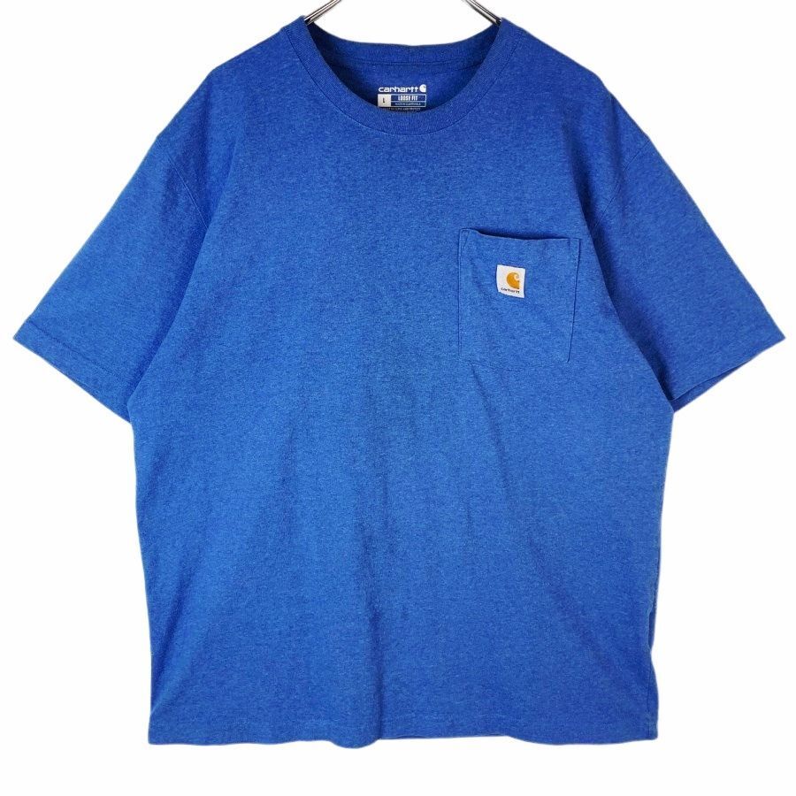 カーハートCarhartt半袖Tシャツ胸ポケTロゴタグワンポイント杢ヘザーブルー青LOOSEFITルーズフィットvintageヴィンテージ40621拍卖
