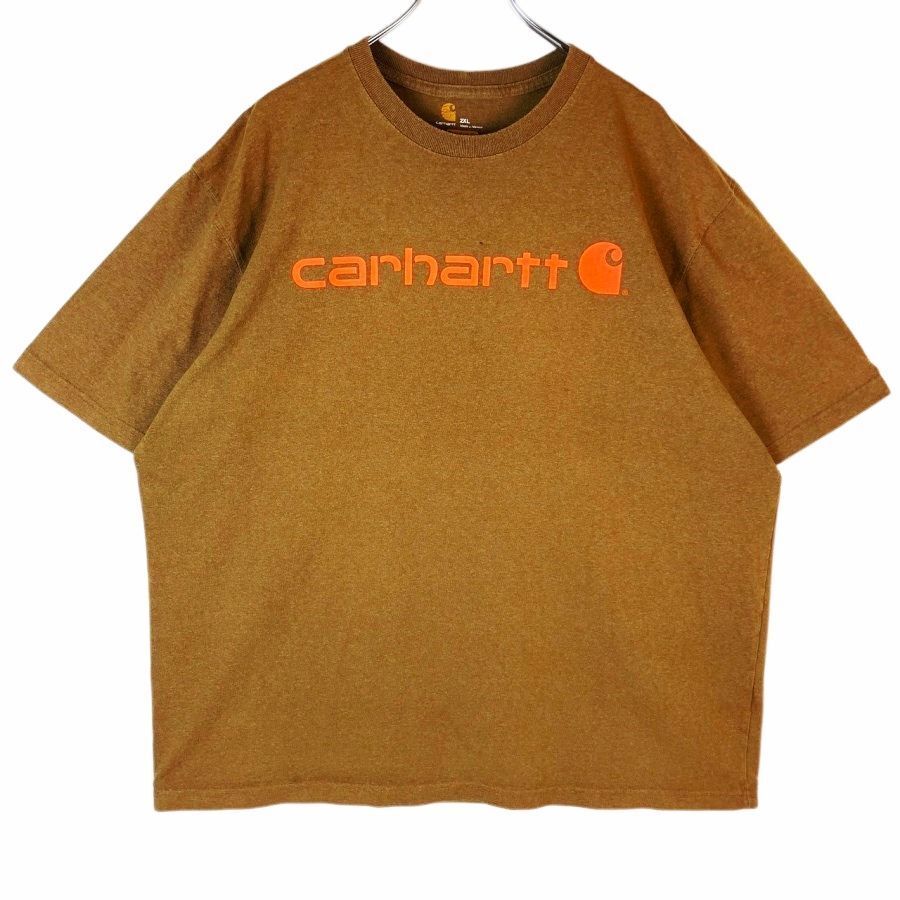 カーハートCarhartt半袖Tシャツロゴプリント両面プリント茶色ブラウンオレンジORIGINAL FITオリジナルフィットvintageヴィンテージ40621拍卖