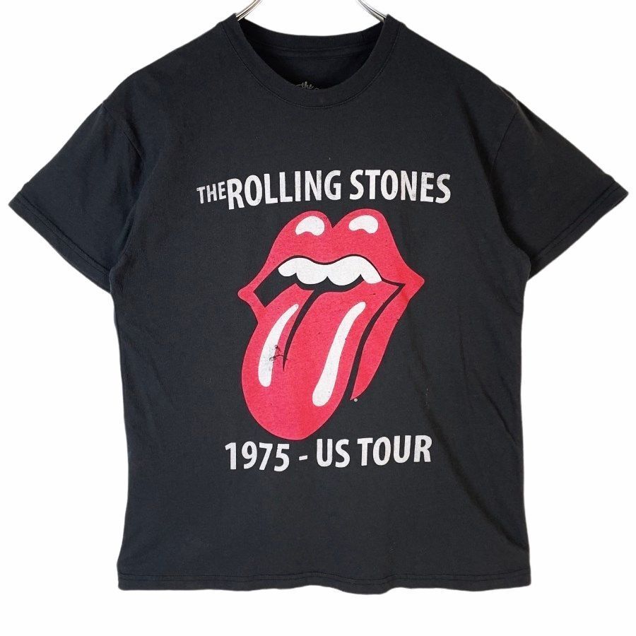 ザローリングストーンズThe Rolling StonesバンドTシャツバンTアーティストTロックT1975-USTOURリップアンドタン黒ブラック赤レッド40621拍卖