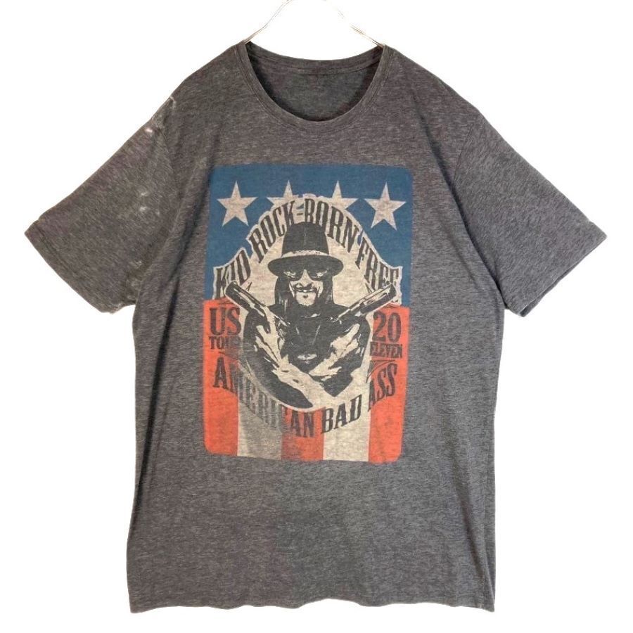 キッド・ロックkid rockアーティストTシャツミュージシャンTミュージックT両面プリント星条旗アメリカBORN FREE US TOUR杢ヘザー40621拍卖