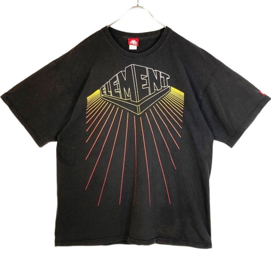 エレメントELEMENT半袖Tシャツ袖ロゴワッペンスケートボードスケボー黒ブラックフェード黄色イエローvintageヴィンテージ40621拍卖