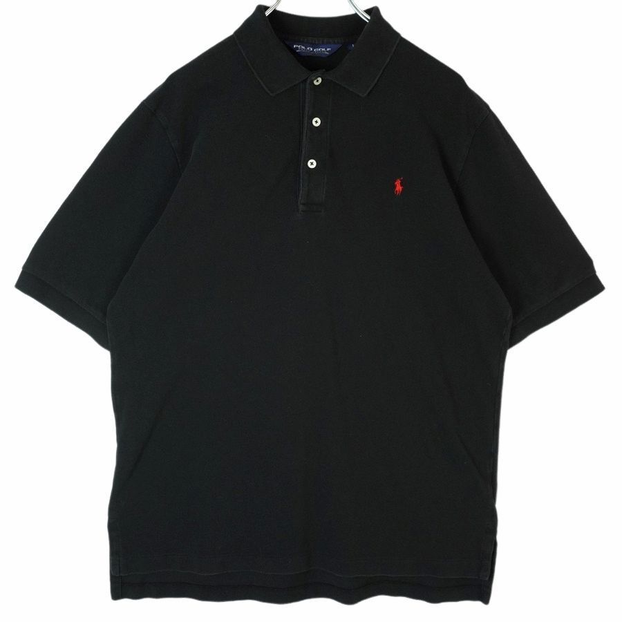 ポロゴルフラルフローレンPOLO GOLF RALPHLAUREN半袖ポロシャツ鹿の子レッドポニーロゴ刺繍ワンポイント黒ブラックvintage40325拍卖