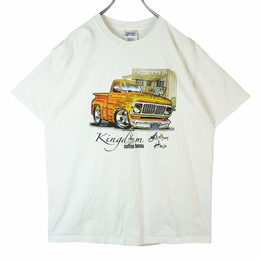 ポート&カンパニーPort&Company半袖Tシャツアメ車ホットロッド白ホワイトオレンジ炎コーヒーCOFFEEヴィンテージvintage40320拍卖
