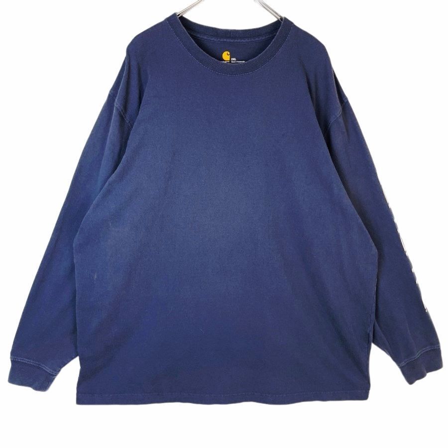 カーハートCarhartt長袖TシャツロンT袖プリント両面プリントロゴプリントバックプリント紺ネイビーoriginalfitオリジナルフィット40628拍卖