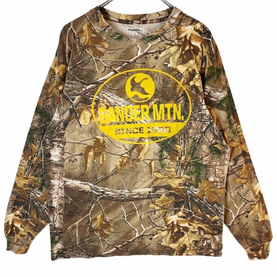 ガンダーマウンテンGander Mtn長袖TシャツロンTロゴプリントREALTREEリアルツリーカモフラージュ迷彩カーキブラウン茶色アウトドア40628拍卖