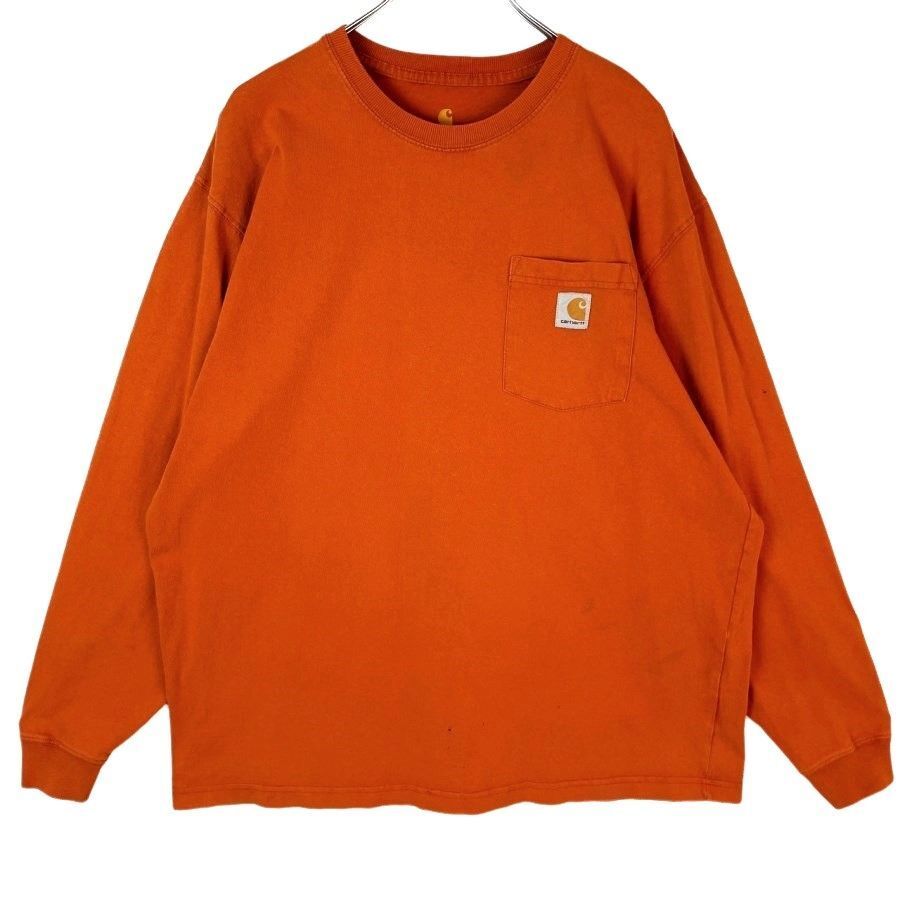 カーハートCarhartt長袖TシャツロンT胸ポケットロゴタグワンポイントオレンジoriginalfitオリジナルフィットvintageヴィンテージ40624拍卖