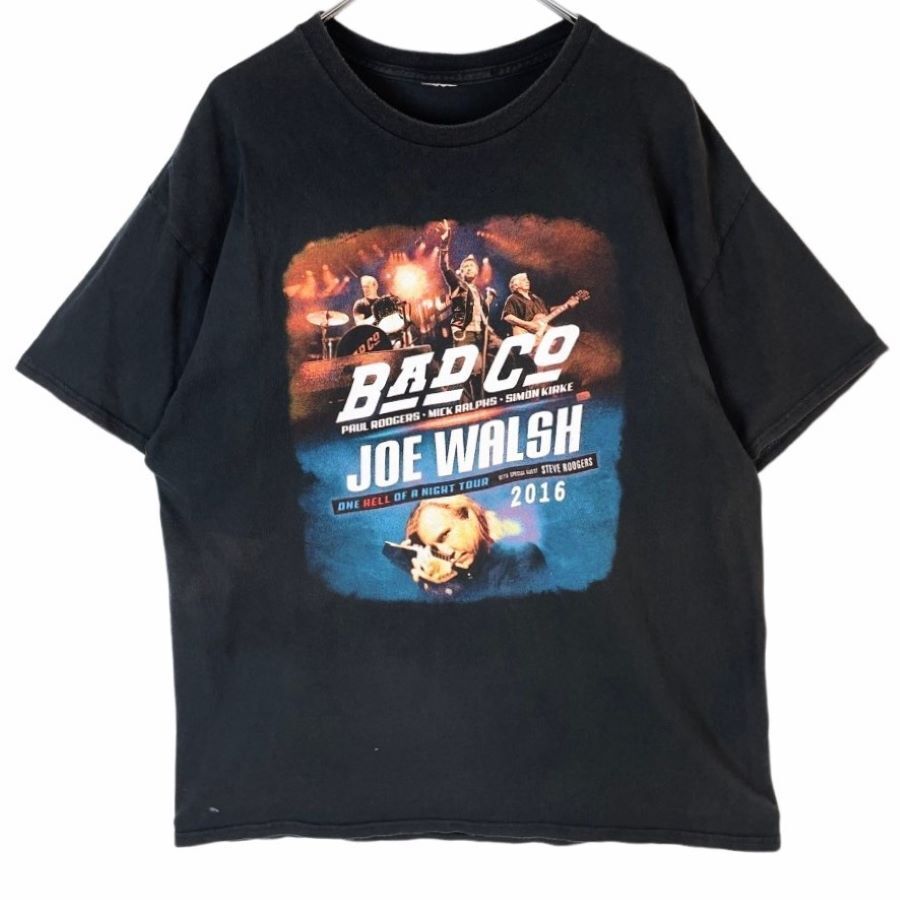 バッド・カンッパニーbad companyバンドTシャツバンTアーティストTロックT2016TOUR両面プリントJOEWALSH黒ブラックフェードvintage40622拍卖