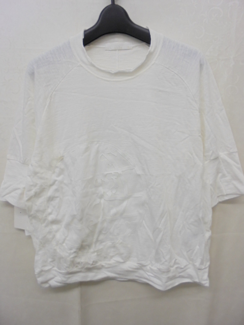 【KCM】sta-579★未使用品★【MI YA CO/ミヤコ】 レディース 半袖ラグランTシャツ レース使い カットソー オフホワイト拍卖