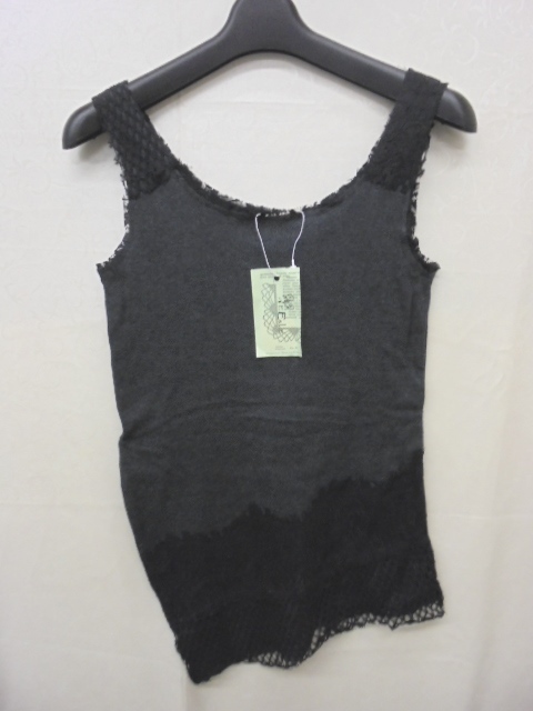 【KCM】sta-582★未使用品★【VEERLE/ヴェルル】 レディース 変形 タンクトップ アシンメトリー チャコールグレー系 綿100%拍卖