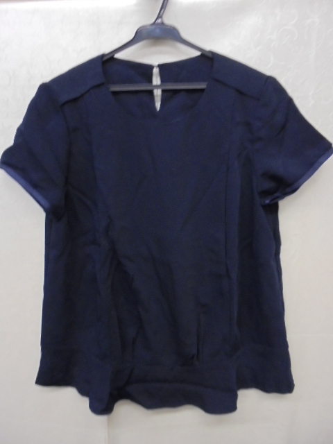 【KCM】wdn-69★未使用品★授乳服 トップス 半袖 ブラウス プルオーバー ネイビー マタニティ M拍卖