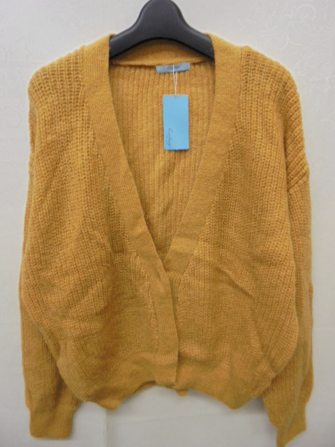 【KCM】sta-601-M★未使用品★【Couleurs di TOPKAPI】レディース Vネック ニット カーディガン マスタード系 サイズ M拍卖