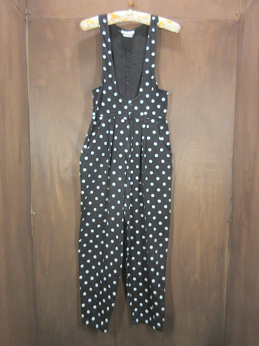 ビンテージ80’s90’s●a. Byerレディースドット総柄サロペットsize 9●241012j1-w-oval-w27古着1980s1990s水玉拍卖