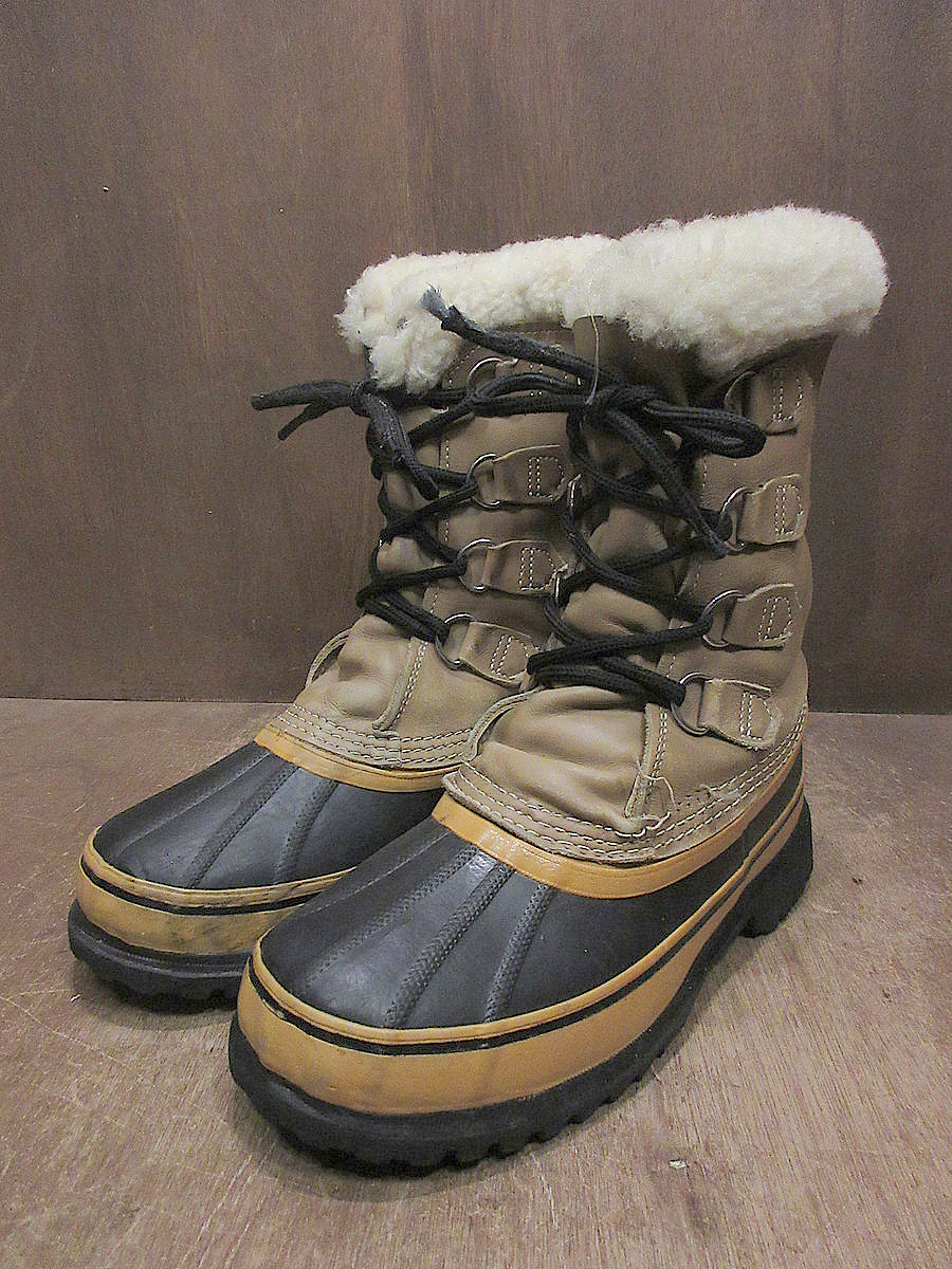 ビンテージ●MADE IN CANADA SOREL CARIBOUスノーブーツ茶●241025j3-m-bt-27cmソレル古着ウォータープルーフ拍卖