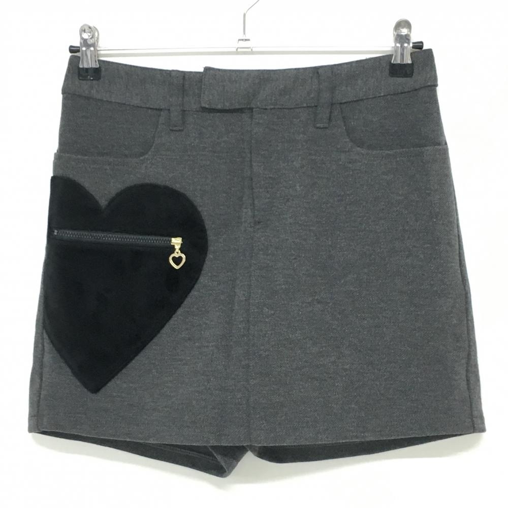 【美品】ダンスウィズドラゴン キュロットスカート グレー×黒 ハートポケット 秋冬 レディース 2(M) ゴルフウェア Dance With Dragon拍卖